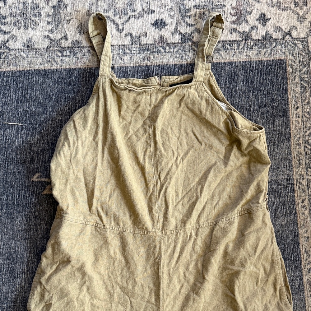 Mossimo Casual Khaki Tan Linen Overalls Large